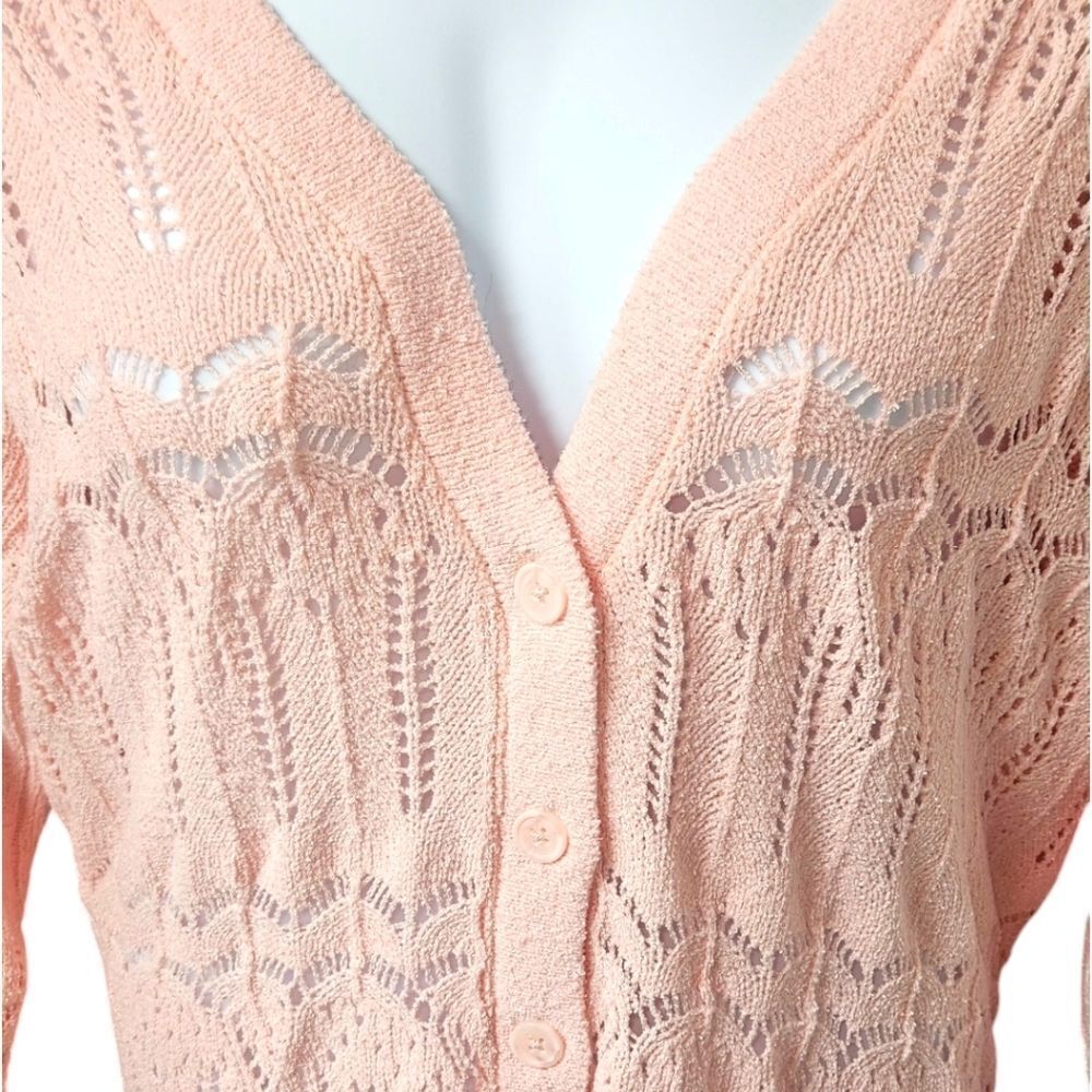 TORRIDβNew Plus Size Pointelle Impatient Pink V- Neck Cardigan Sweater 4X - Picture 7 of 16